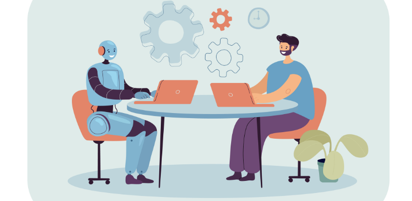 Man speaking with AI agent image.